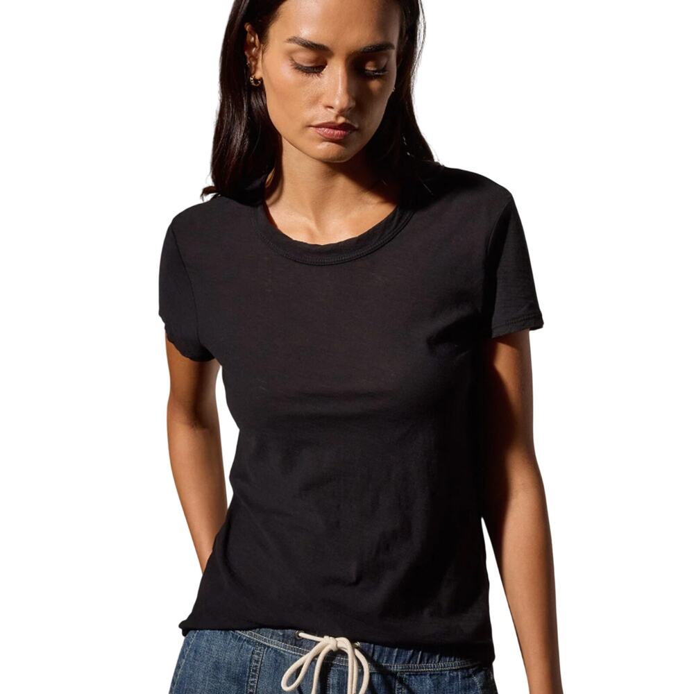 James Perse Standard Crewneck Slub Tee Black Short Sleeve Size 3 Large EUC